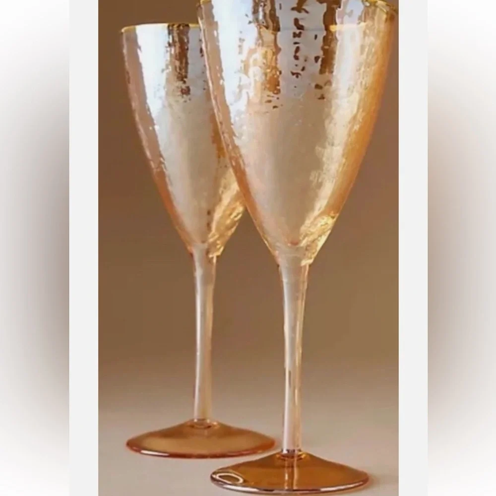 New Anthropologie ZAZA Luster Wine
Glasses in Honey, set of 2